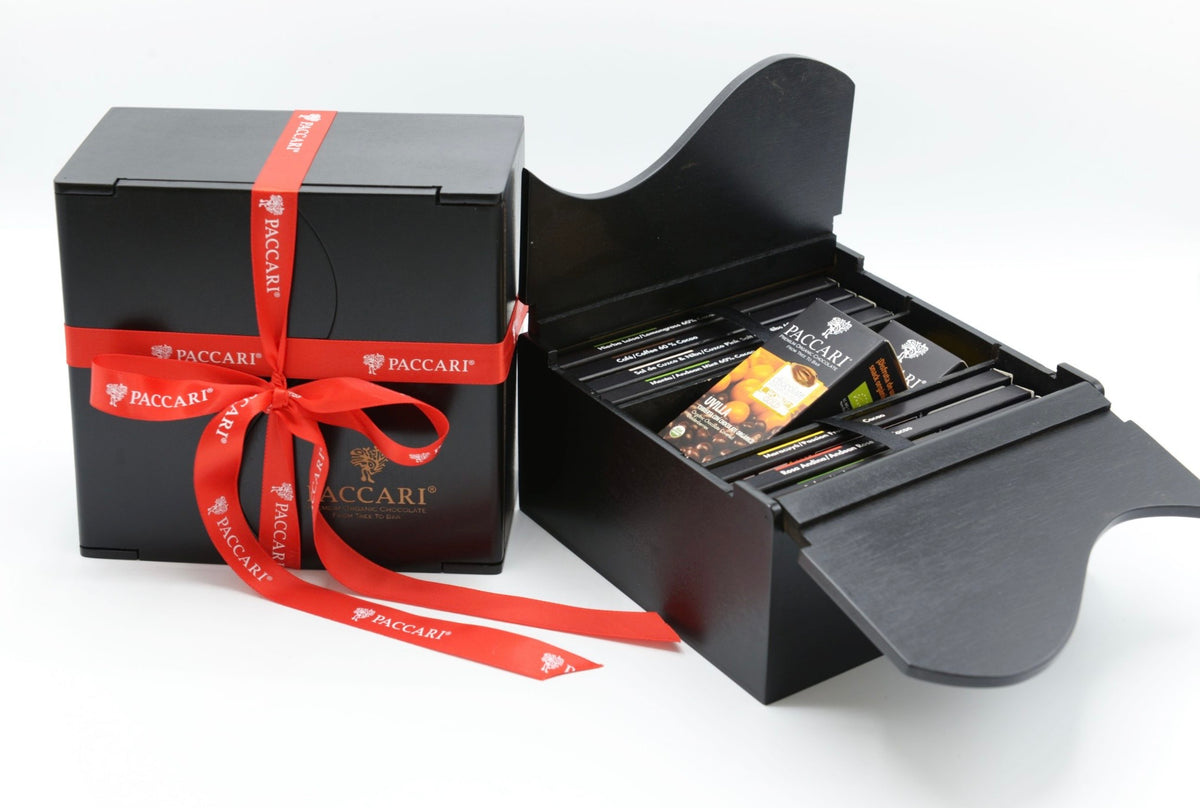 Black Wooden Box (8 Chocolate Bars + 2 Covered Fruit)