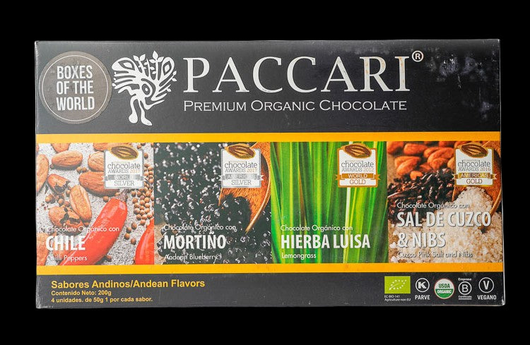 Pacari Gift Box - Andean Flavours (Salt&Nibs, Lemongrass, Blueberry, Chili Pepper)