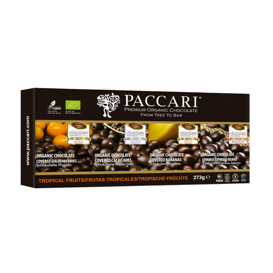 Pacari Gift Box - Tropical Fruit Covered (Goldenberry (Physalis), Banana, Coffee, Nibs)
