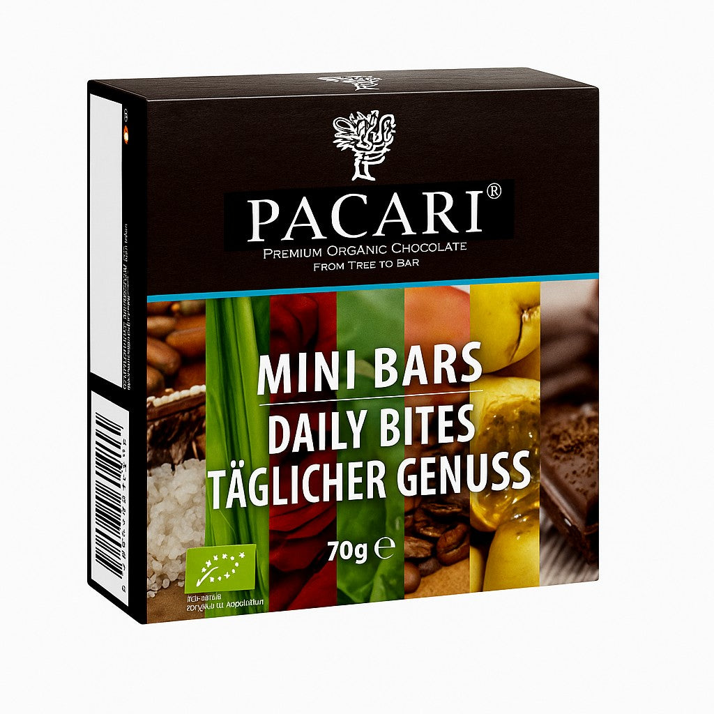Pacari Mini Gift Box - Daily Bites (Salt&nibs, lemongrass, roses, coffee, passion fruit, raw 70%)